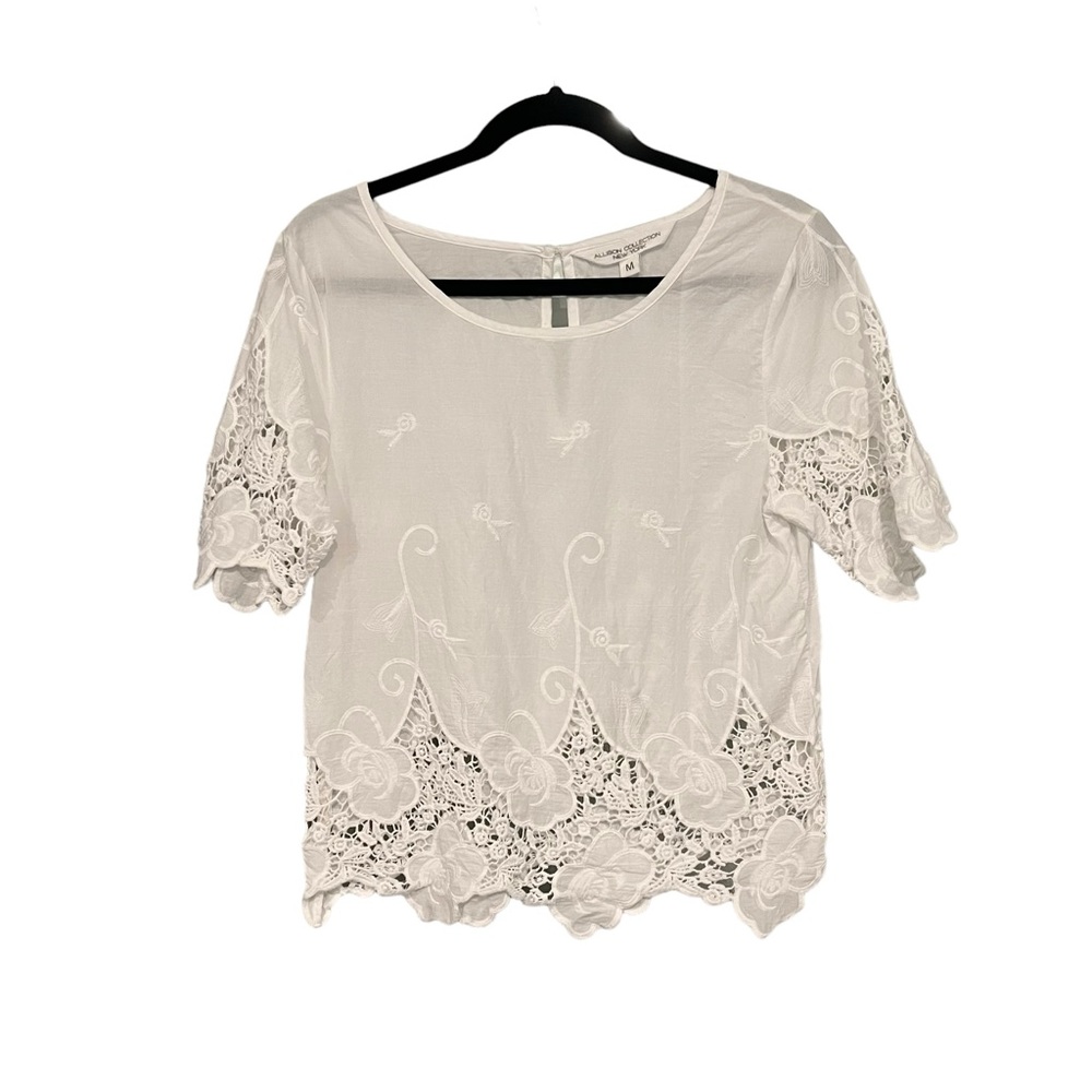Allison Collection New York Cotton Embroidered Blouse, Sz M